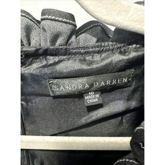 Sandra Darren Short Sleeve Denim Stretch Knee Length Ruffle Accent Women's 10 - Picture 3 of 4